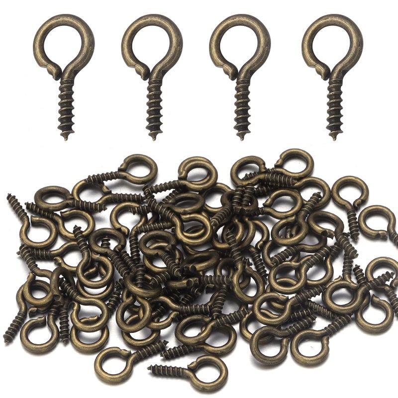 Linsoir Beads 0.55inch/7X14mm Screw Eye Pins for Jewelry Making Eyepins Hook Eyelets Screw Threaded Gold Tone Clasps Hooks for DIY Jewelry Making 200 pcs/lot - Image 1